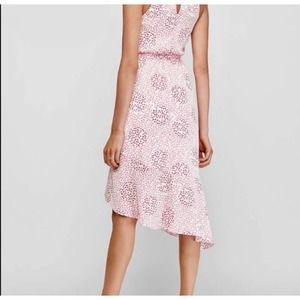 Express Pink & White Asymmetrical High Neck Halter Dress